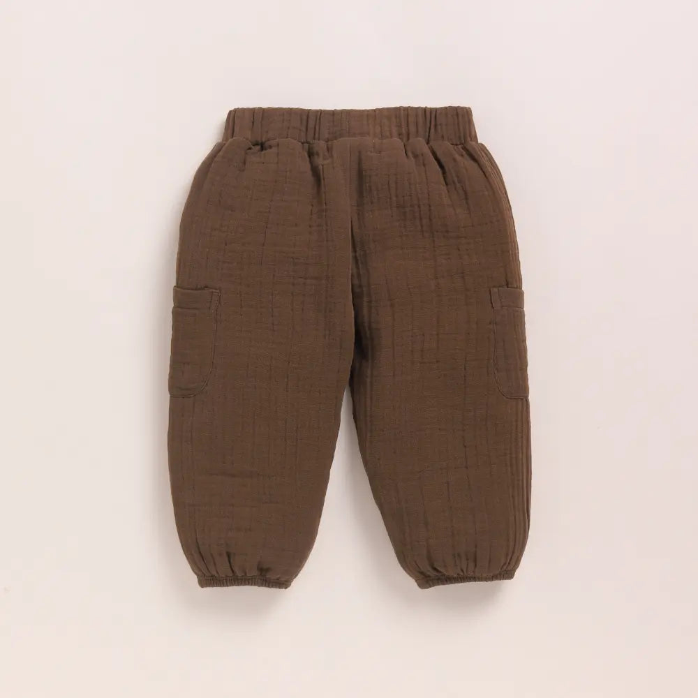 Cot &amp; Candy Baby Organic Muslin Long Sleeve Henley Tshirt With Lounge Pant Set-Latte + Cocoa Whisper
