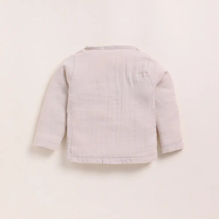 Cot &amp; Candy Baby Organic Muslin Long Sleeve Henley Tshirt With Lounge Pant Set-Oatmeal + Cocoa Whisper
