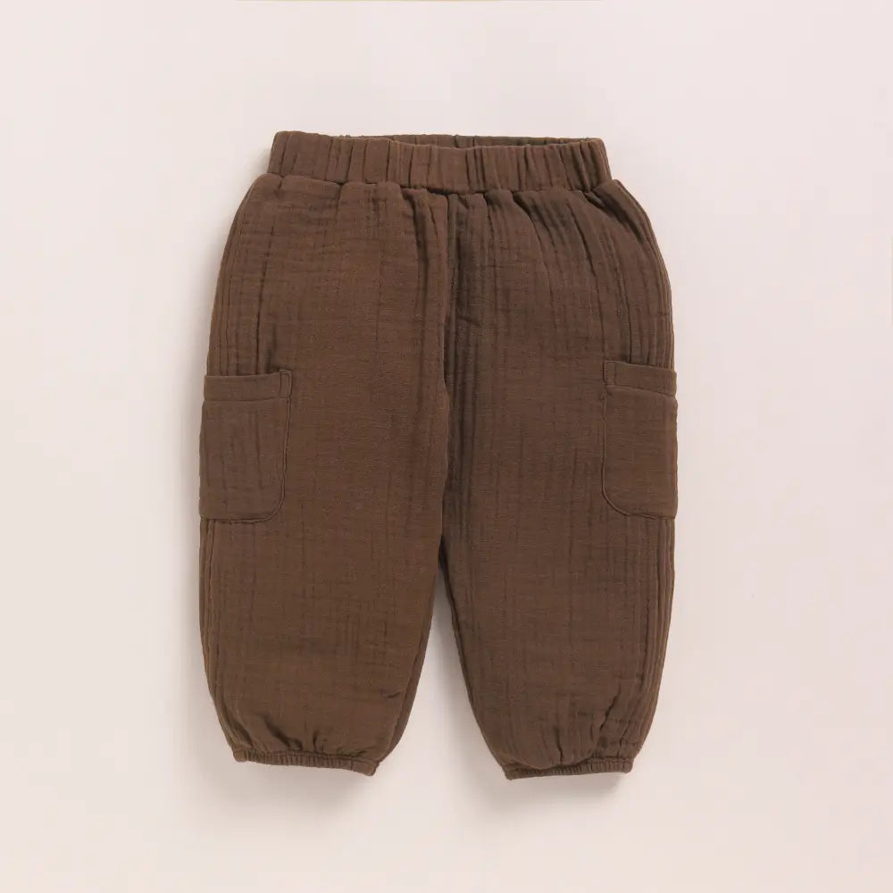 Cot &amp; Candy Baby Organic Muslin Long Sleeve Henley Tshirt With Lounge Pant Set-Oatmeal + Cocoa Whisper
