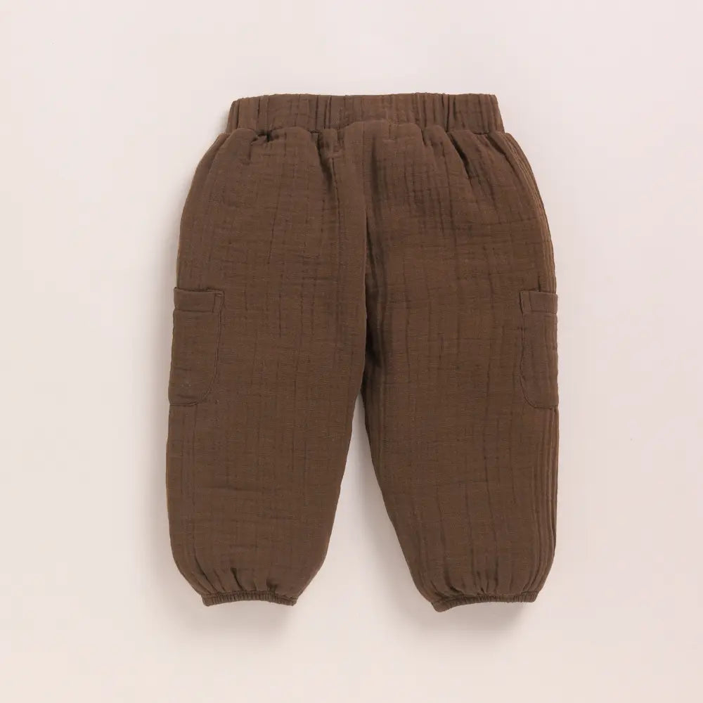 Cot &amp; Candy Baby Organic Muslin Long Sleeve Henley Tshirt With Lounge Pant Set-Oatmeal + Cocoa Whisper