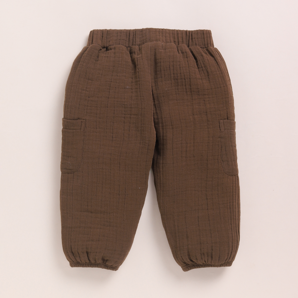 Cot &amp; Candy Baby Organic Muslin Short Sleeve Henley T-shirt With Lounge Pant Set-Oatmeal + Cocoa Whisper