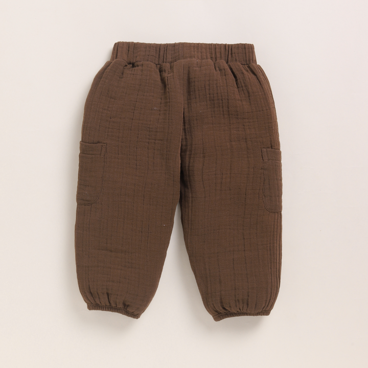 Cot &amp; Candy Baby Organic Muslin Short Sleeve Henley T-shirt With Lounge Pant Set-Milk + Cocoa Whisper