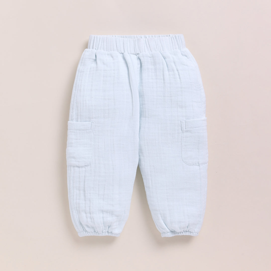 Cot &amp; Candy Baby Organic Muslin Lounge Pants-Ice Melt