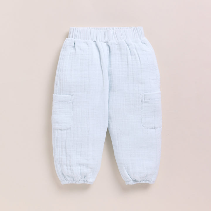 Cot &amp; Candy Baby Organic Muslin Lounge Pants-Ice Melt