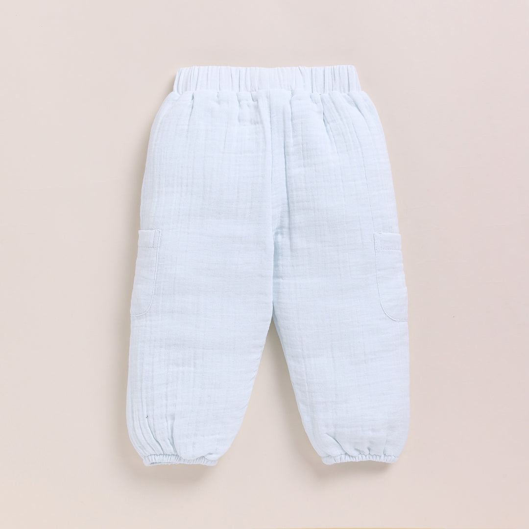 Cot &amp; Candy Baby Organic Muslin Lounge Pants-Ice Melt