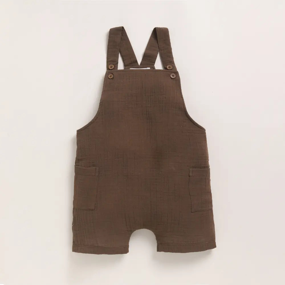 Cot &amp; Candy Baby Organic Muslin Dungaree-Cocoa Whisper