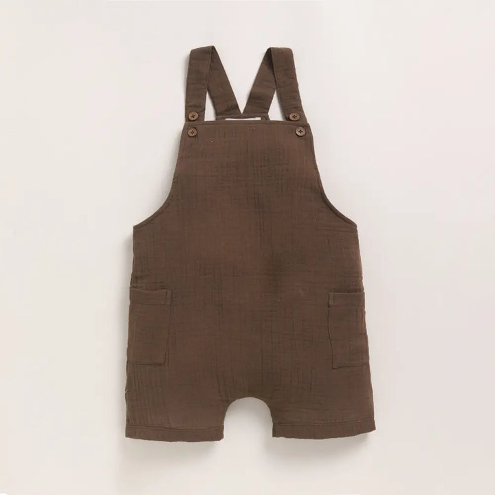 Cot &amp; Candy Baby Organic Muslin Dungaree-Cocoa Whisper