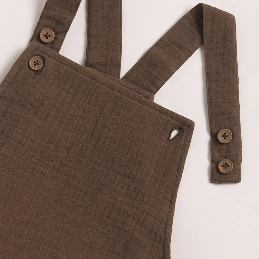 Cot &amp; Candy Baby Organic Muslin Dungaree-Cocoa Whisper