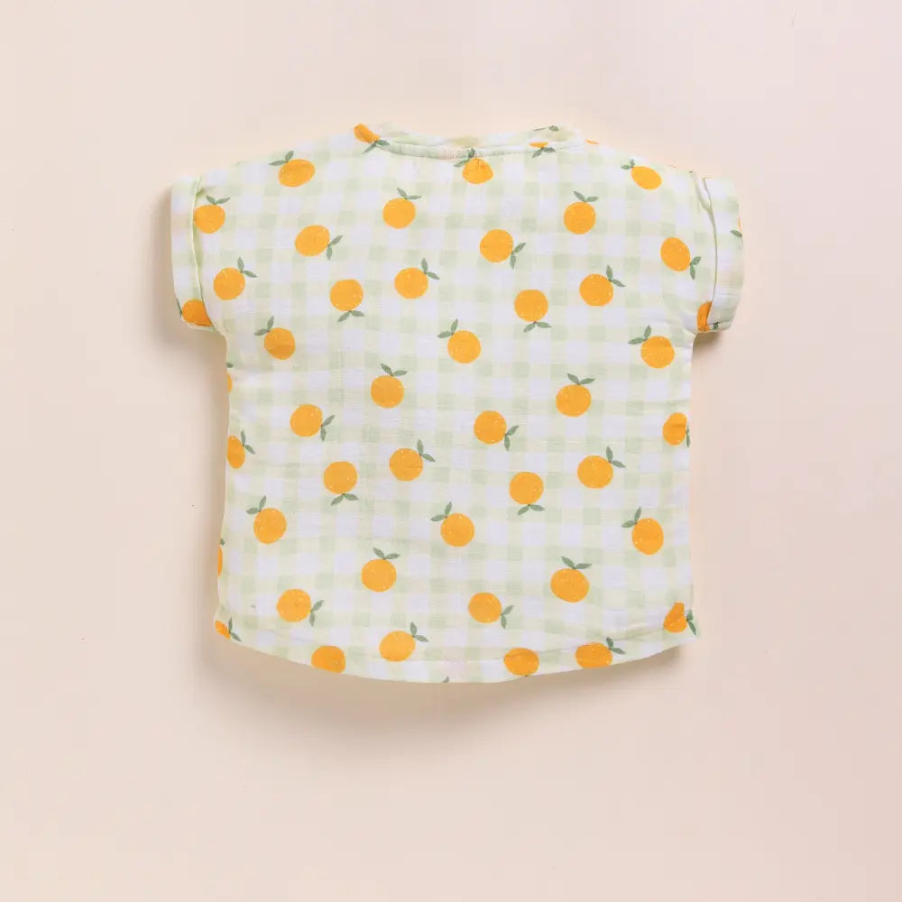 Cot &amp; Candy Baby Organic Muslin Oversized Tees-Orange Print