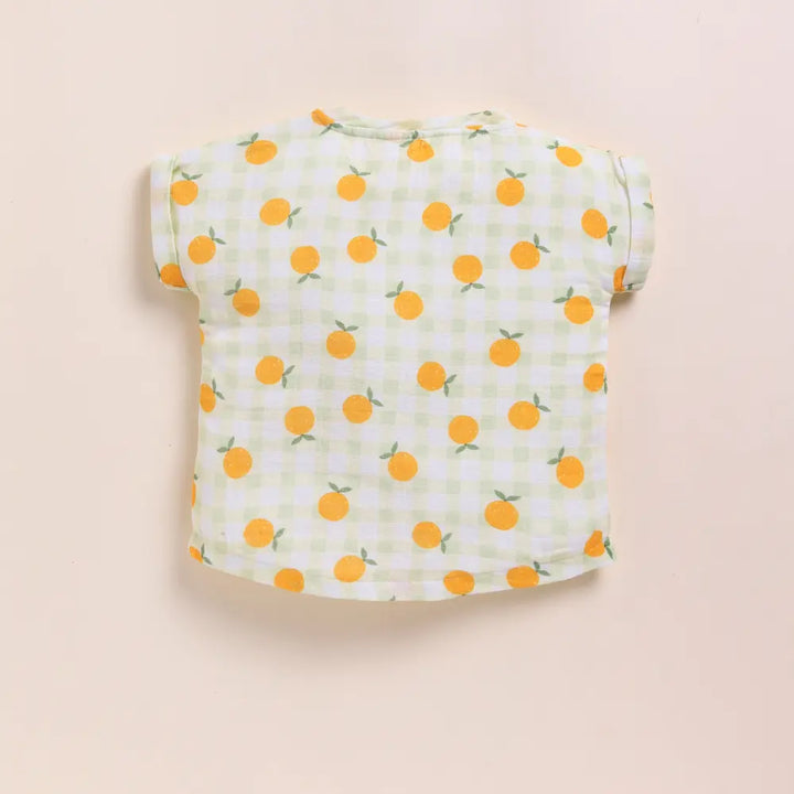 Cot &amp; Candy Baby Organic Muslin Oversized Tees-Orange Print