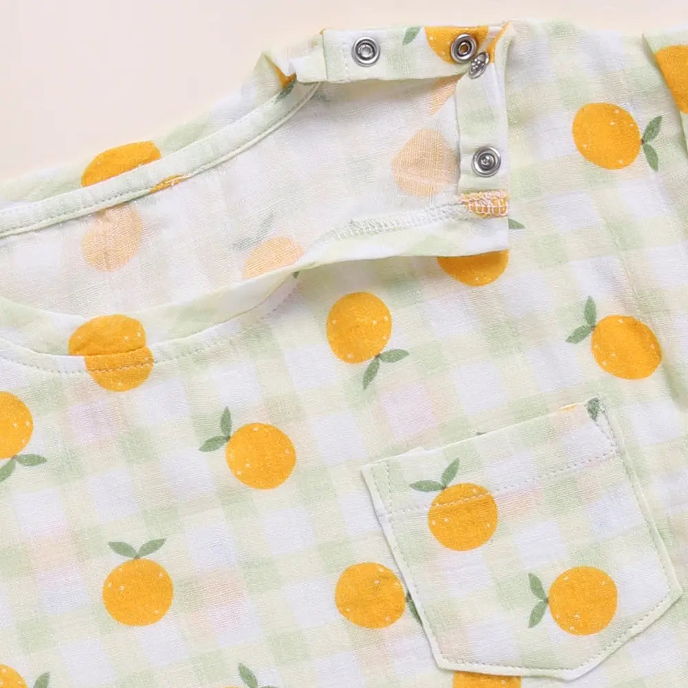 Cot &amp; Candy Baby Organic Muslin Oversized Tees-Orange Print