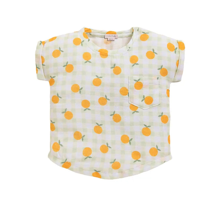 Cot &amp; Candy Baby Organic Muslin Oversized Tees-Orange Print