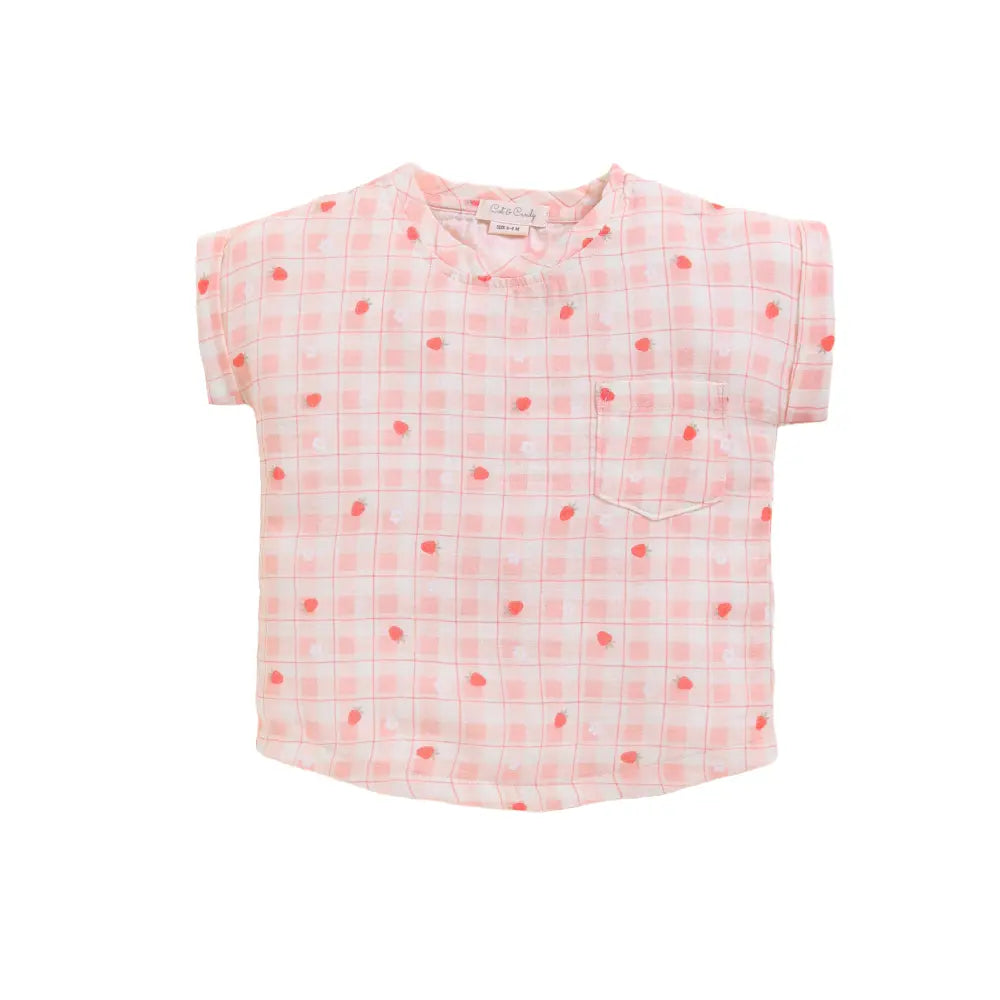 Cot &amp; Candy Baby Organic Muslin Oversized Tees-Strawberry Print