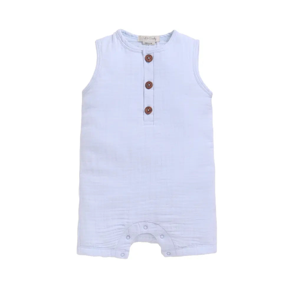 Cot &amp; Candy Baby Organic Muslin Half Romper-Ice Melt