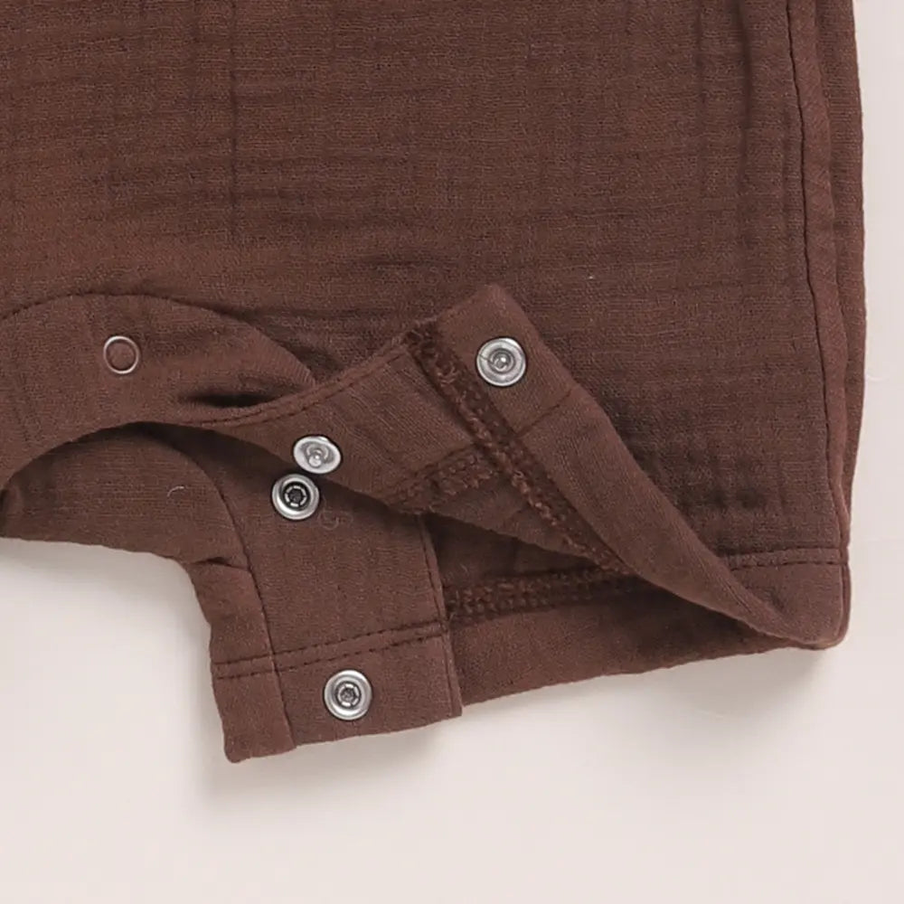 Cot &amp; Candy Baby Organic Muslin Half Romper-Cocoa Whisper