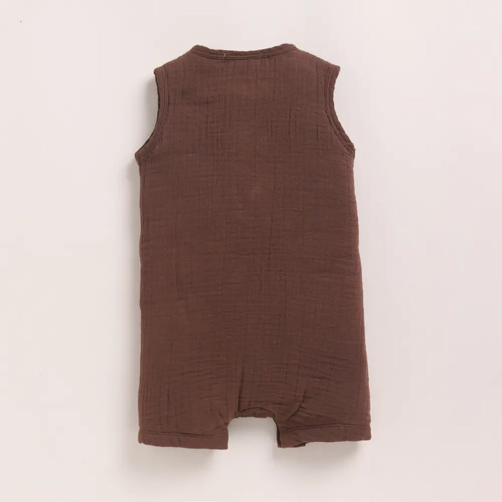Cot &amp; Candy Baby Organic Muslin Half Romper-Cocoa Whisper