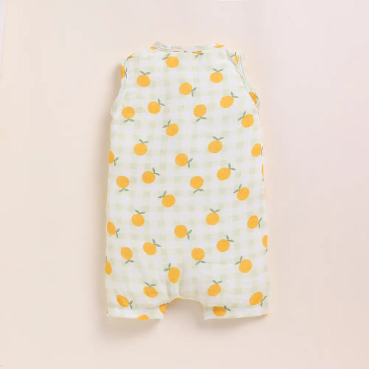 Cot &amp; Candy Baby Organic Muslin Half Romper-Orange Print
