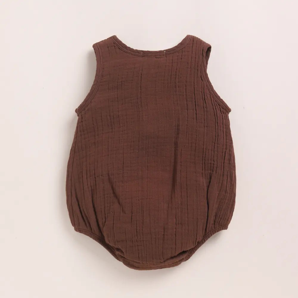 Cot &amp; Candy Baby Organic Muslin Bubble Romper-Cocoa Whisper