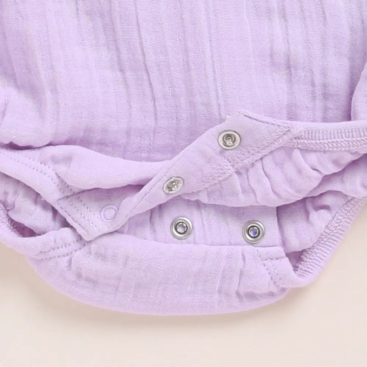 Cot &amp; Candy Baby Organic Muslin Frill Bubble Romper-Lilac