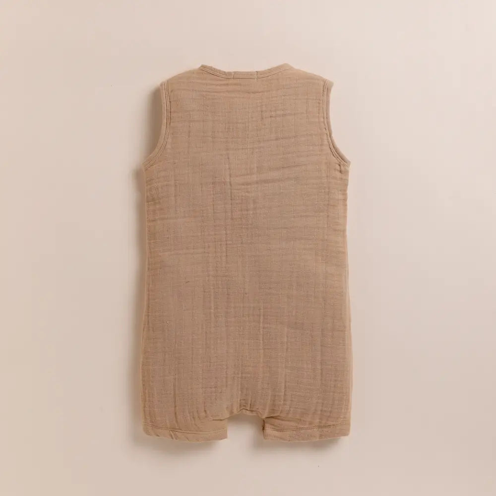 Cot &amp; Candy Baby Organic Muslin Half Romper-Latte