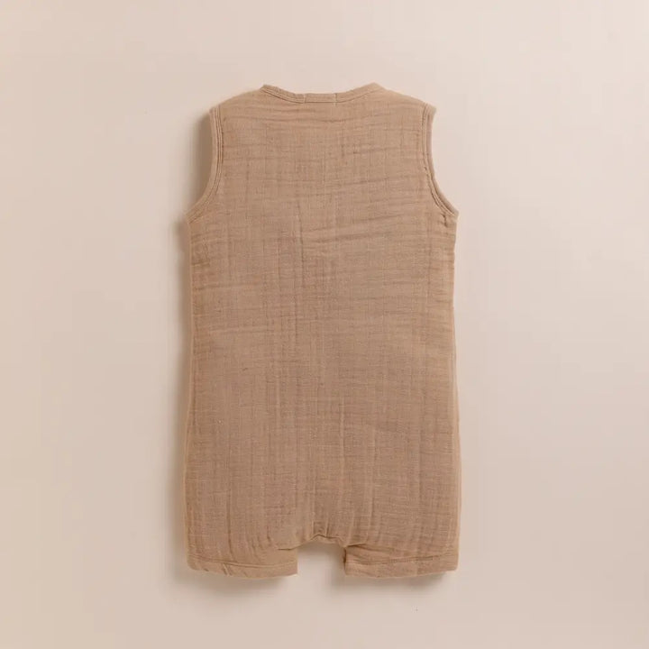 Cot &amp; Candy Baby Organic Muslin Half Romper-Latte