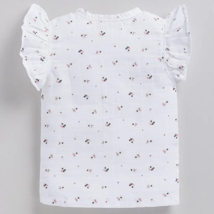 Cot &amp; Candy Baby Organic Half Sleeve Muslin Printed Jhabla Top Pack Of 2-Little Heart + Wild Flower