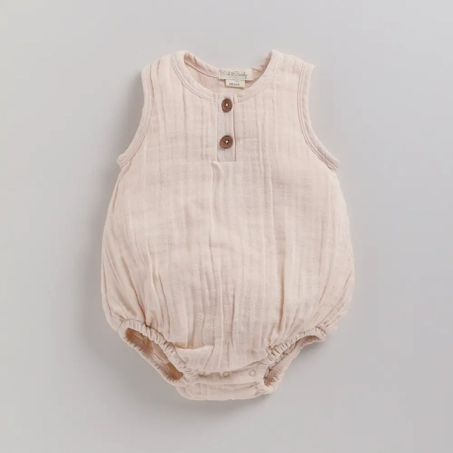 Cot & Candy Baby Organic Muslin Bubble Romper-Petal Pink