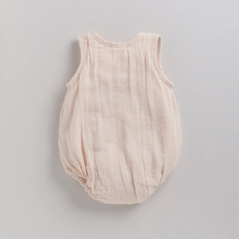 Cot &amp; Candy Baby Organic Muslin Bubble Romper-Petal Pink