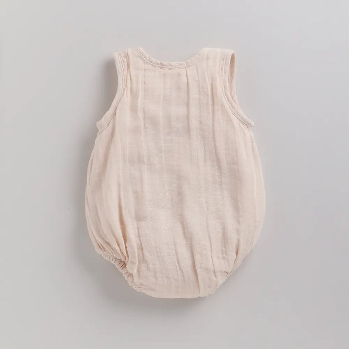 Cot &amp; Candy Baby Organic Muslin Bubble Romper-Petal Pink