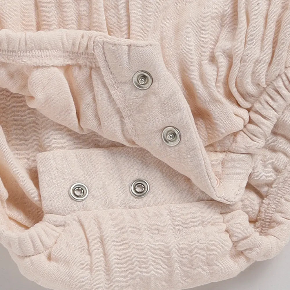 Cot &amp; Candy Baby Organic Muslin Bubble Romper-Petal Pink