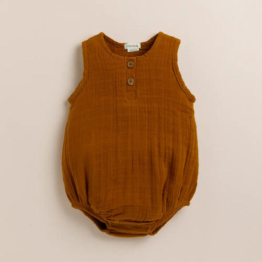 Cot & Candy Baby Organic Muslin Bubble Romper-Ginger