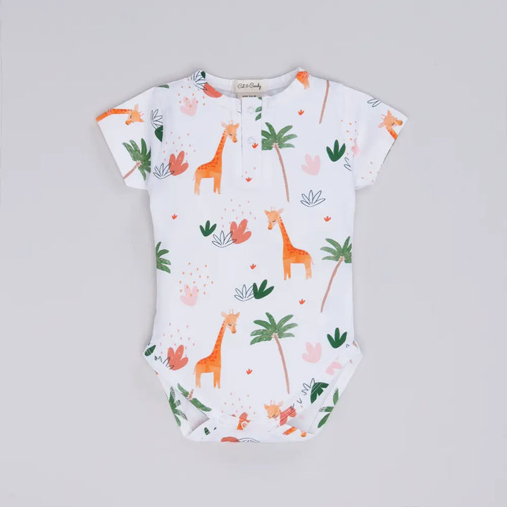 Cot &amp; Candy Baby Organic Short Sleeve Bodysuit - Dora The Giraffe Collection