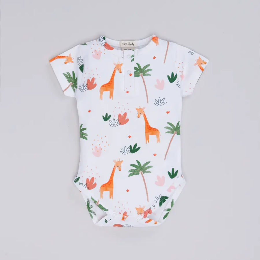 Cot & Candy Baby Organic Short Sleeve Bodysuit - Dora The Giraffe Collection