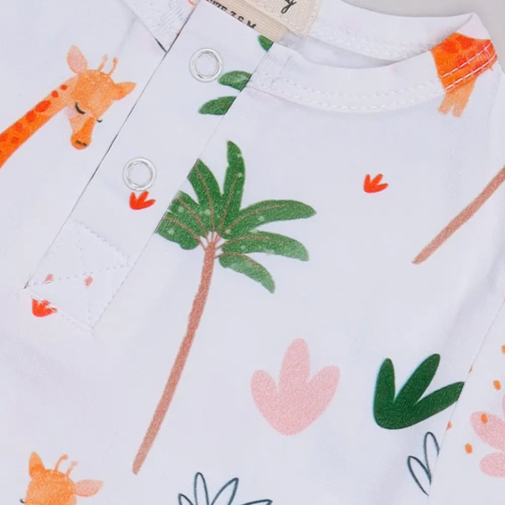 Cot &amp; Candy Baby Organic Short Sleeve Bodysuit - Dora The Giraffe Collection