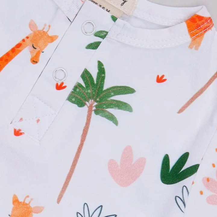 Cot &amp; Candy Baby Organic Short Sleeve Bodysuit - Dora The Giraffe Collection