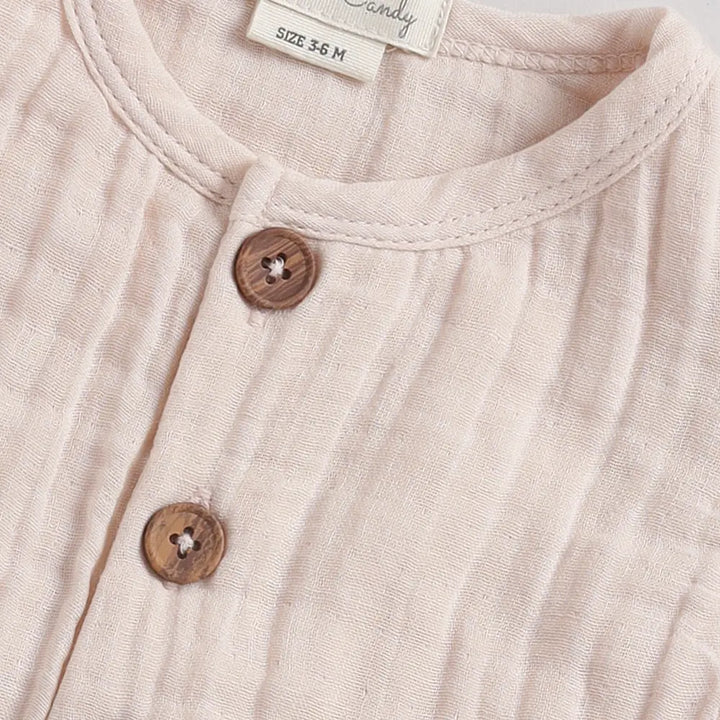 Cot &amp; Candy Baby Organic Muslin Half Romper-Petal Pink