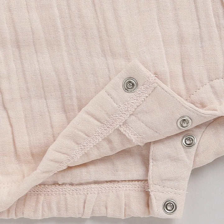 Cot &amp; Candy Baby Organic Muslin Half Romper-Petal Pink