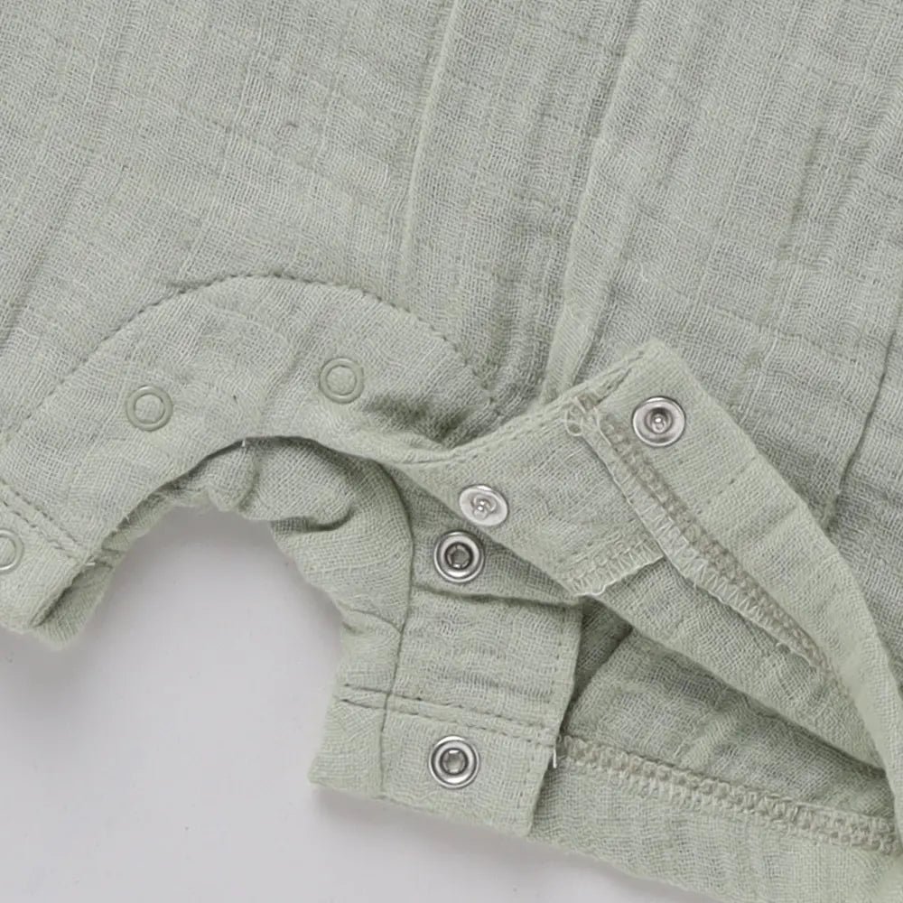 Cot &amp; Candy Baby Organic Muslin Half Romper-Sage