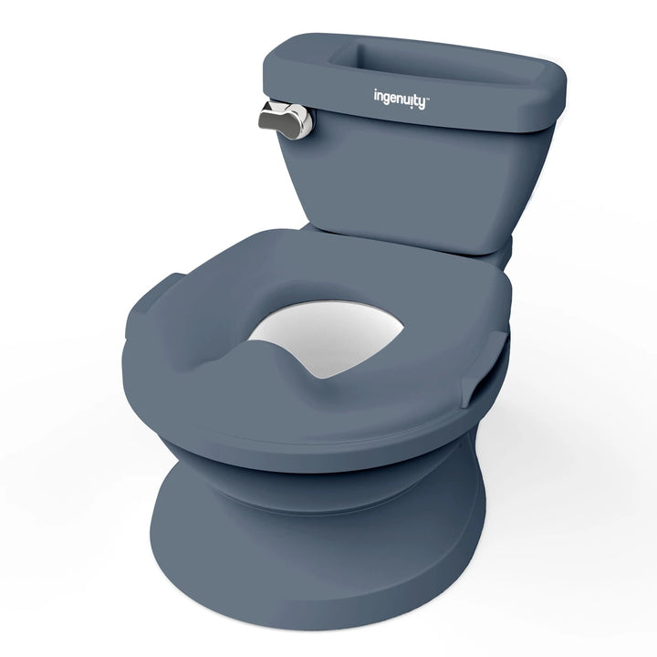 Ingenuity My Size Potty Pro 2-in-1 Toddler Potty Training Toilet with Flush Sound &amp; Detachable Potty Ring, 18 - 60 months/ Upto 22.5 Kgs - Blue
