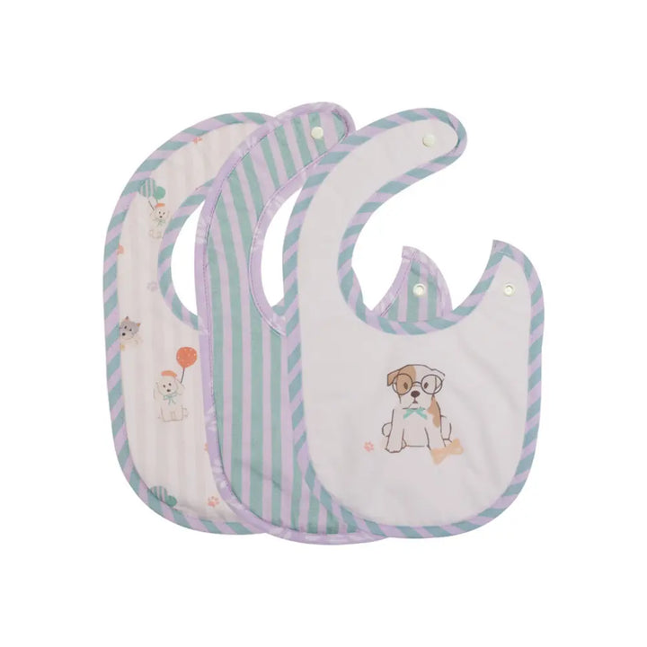 Abracadabra Cotton Jersey Newborn Bib Set (Pack of 3) - Puppy Love - 0-12 Months