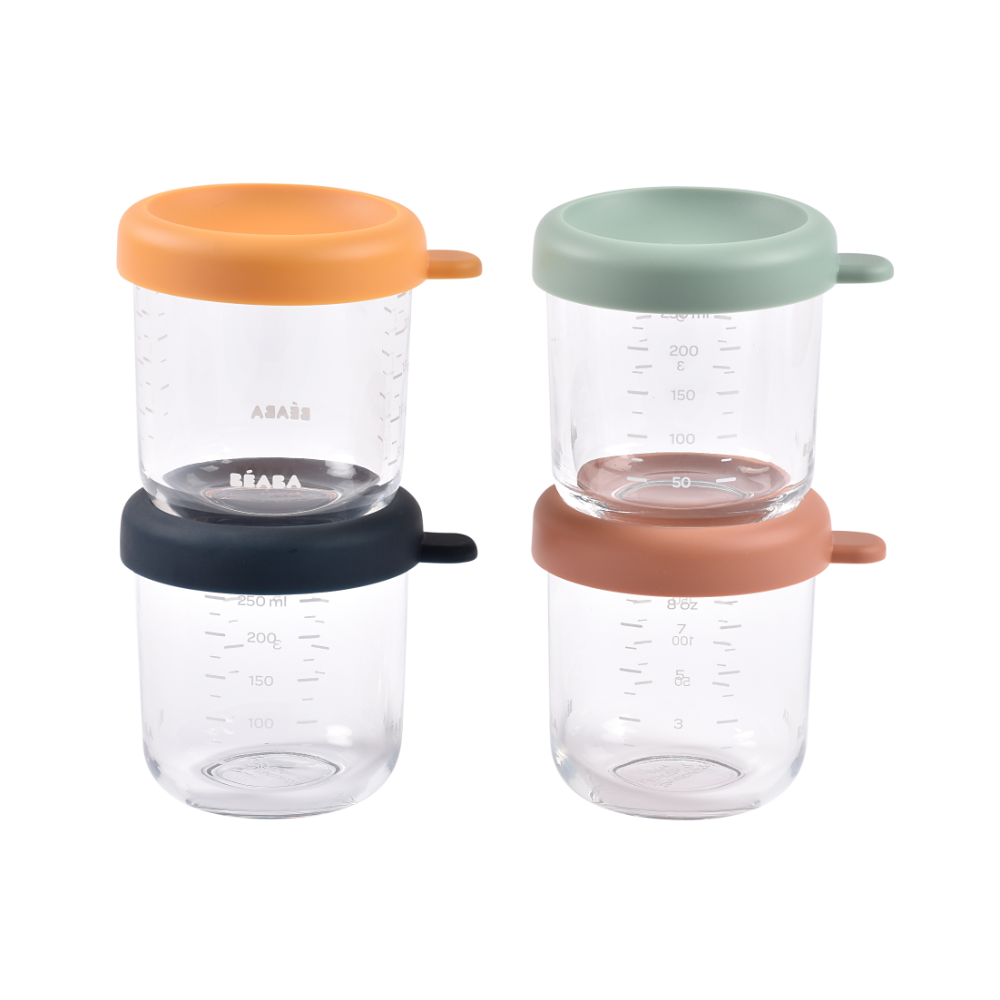 Beaba Set of 4 Glass Food Storage Containers 250 ml - Sunrise