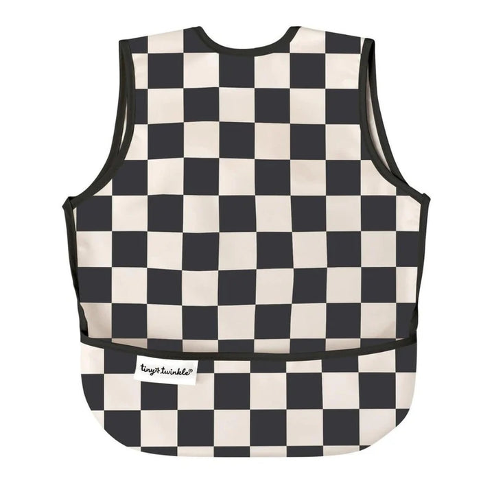 Tiny Twinkle - Mess-Proof Apron Bib - Black Checker - Large (2-4 Years)
