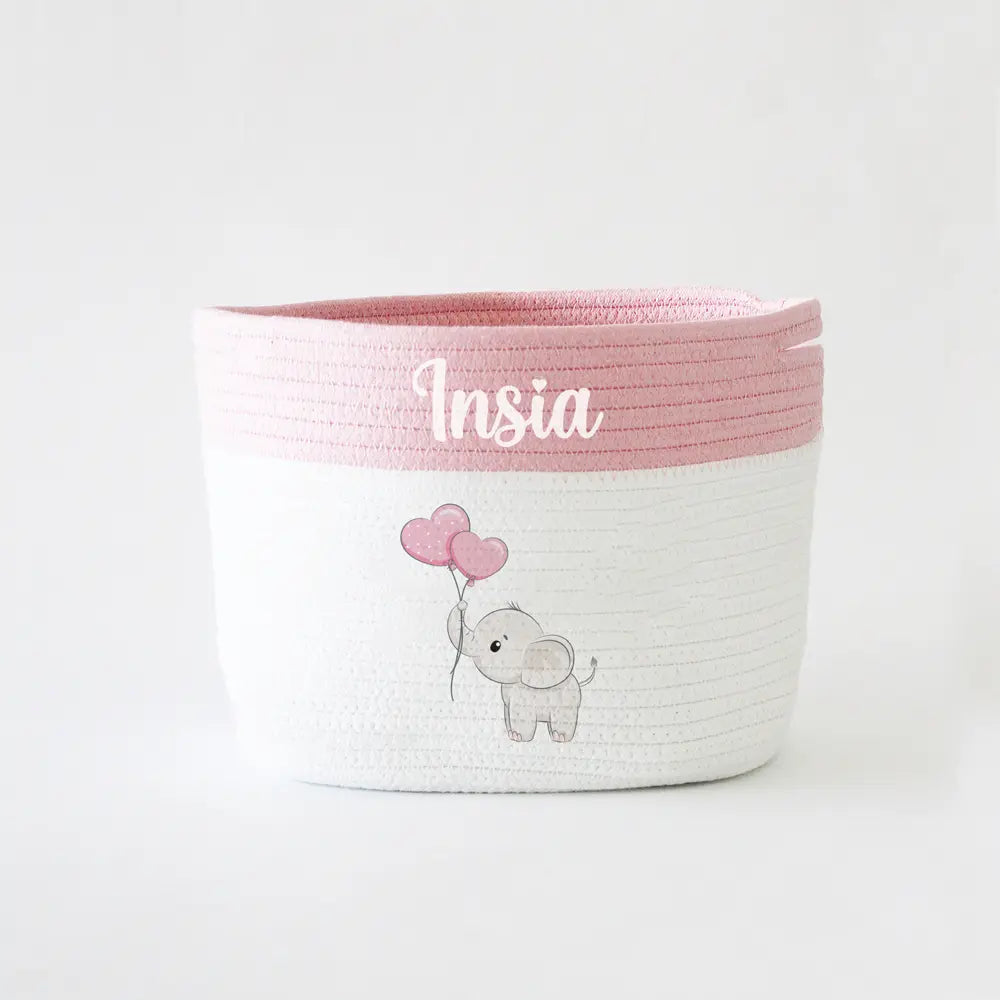 The Tiny Trove Personalized Storage Basket - Small - Ellie Theme - Pink