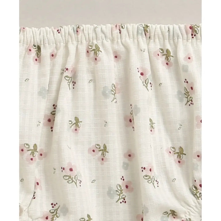 Sweetlime By As Organic Cotton Viscose Shell Top &amp; Pink Tweed Jacquard Shorts Set - White - 6-9M