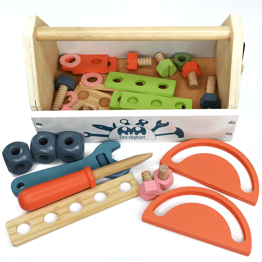 Playbox Pretend Play Toy Wooden Tool Kit - 31 pcs