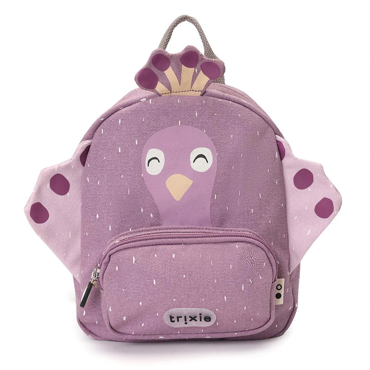 Trixie Small Kids Backpack for Toddlers | Lightweight Water-Repellent Daycare &amp; Travel Bag with Adjustable Padded Straps, Front Pocket &amp; Name Tag | 2 Years Onwards | Mrs. Peacock