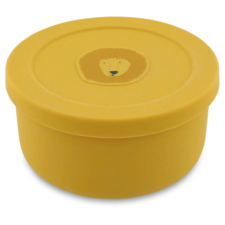Trixie Silicone Snack Pot with Lid | 100% Food-Grade Silicone Snack Container with Easy-Open Lid for Fruits, Crackers &amp; Travel | 4 Months Onwards | Mr. Lion