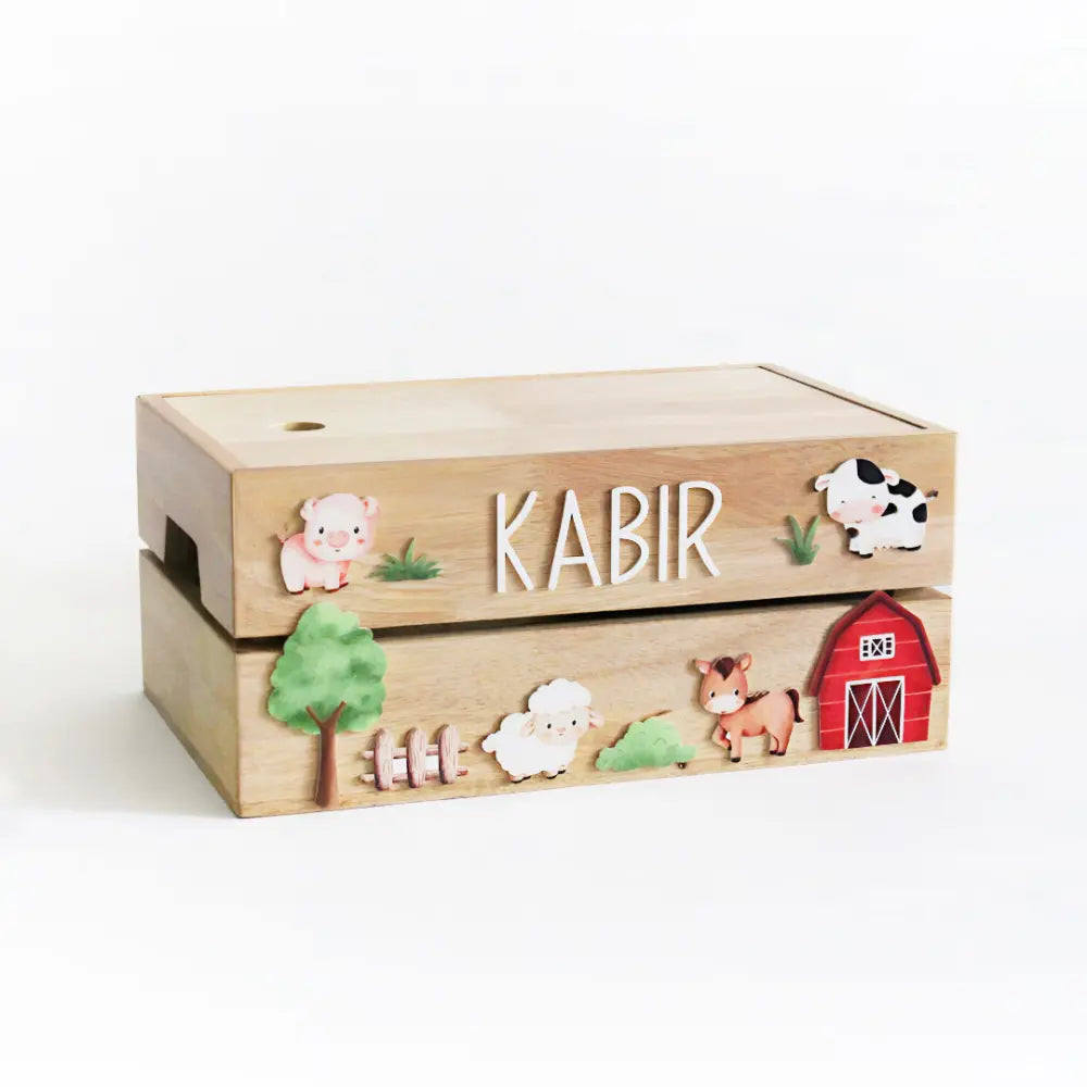The Tiny Trove Personalized Wooden Box - Farm Theme