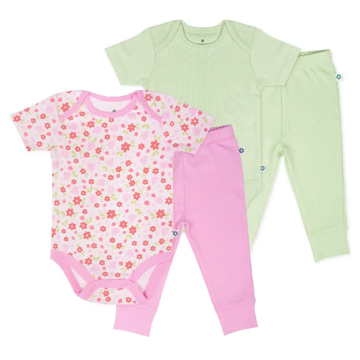 Nintara Baby 100% Cotton Bodysuit &amp; Pant Set - Garden Duo (Pack of 2)