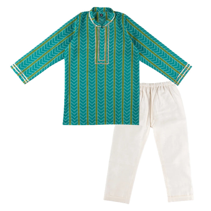 Dulaar Cotton Kurta Pyjama Set for Boys (Gota Work)-Zig and Zag